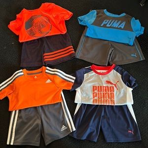 Adidas and Puma shorts & tshirt sets, size 3T